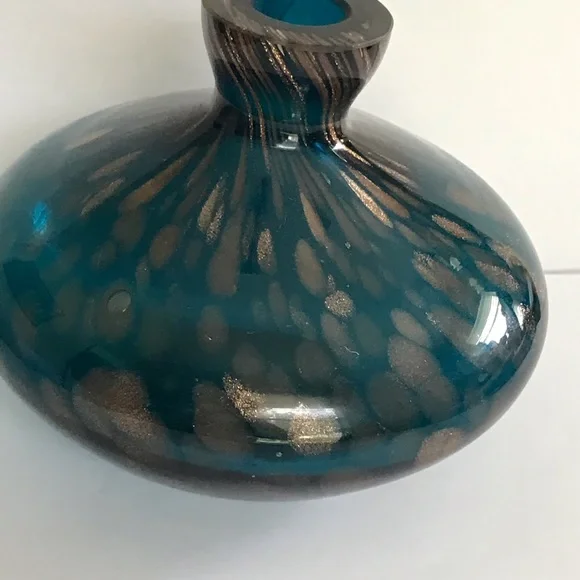 Loetz Art Nouveau Teal With Gold Glitter Vase - Picture 5 of 13